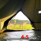 Waldzimmer Canvas Bell Tent 13.1Ft Green With Pre-Cut Stove Jack, Spacious 4M Family Yurt Tent For 4-5 Person, 4 Season Water-Re