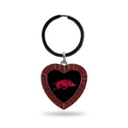 Rico Industries Ncaa Arkansas Razorbacks Ncaa Rhinestone Heart Colored Keychain, Maroon, 3-Inches In Length