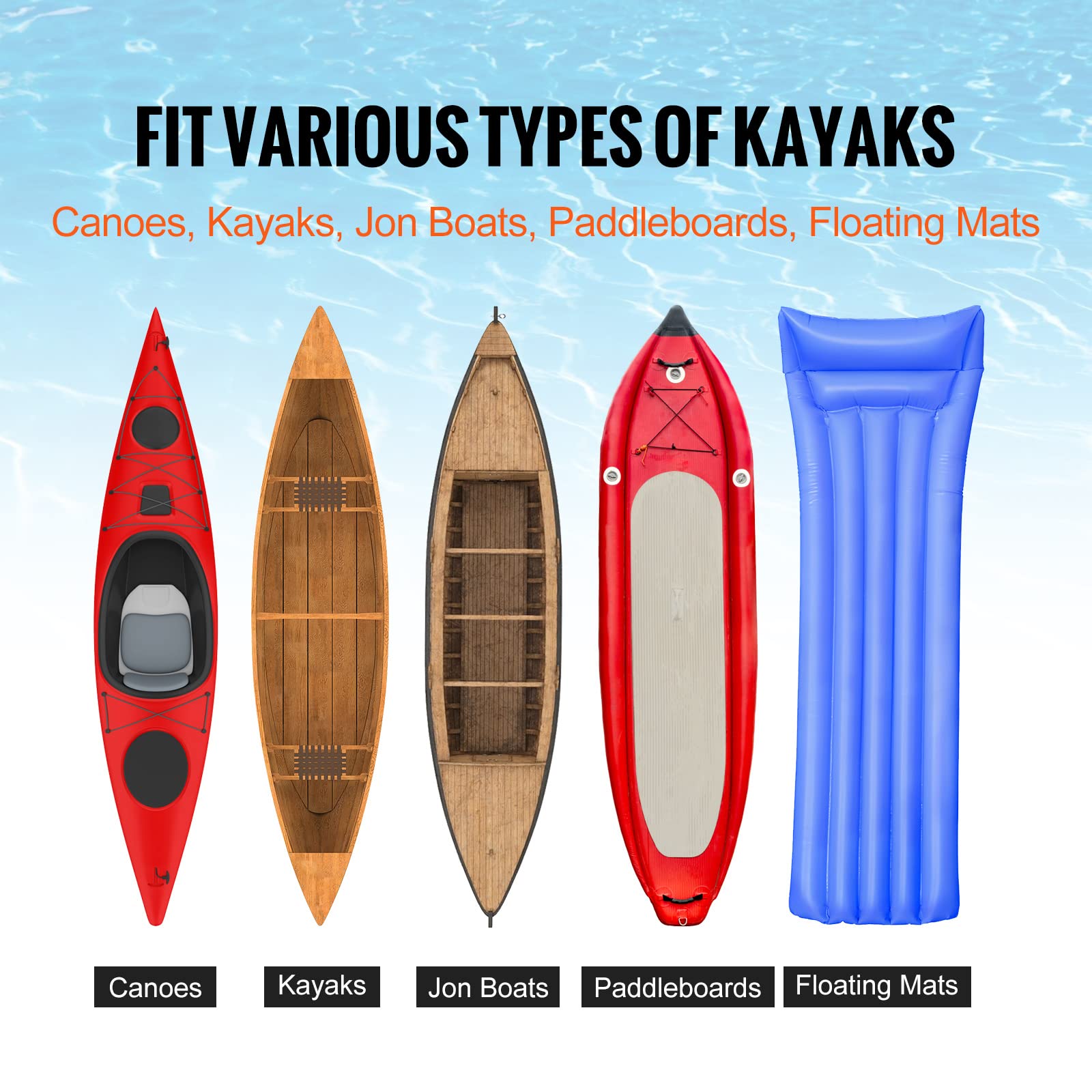 Vevor Kayak Cart, 250Lbs Load Capacity, Foldable Kayak Dolly Aluminum Kayak Wheels With 10 Solid Tires For Kayaks Carrier Canoes