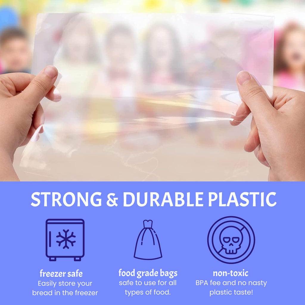 Reusable Plastic Bread Bags For Homemade Bread - 100 Pack Clear Bread Bag With Ties For An Airtight Moisture-Free Preservation A