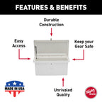 Taylor Made Stow 'N Go Low-Profile Fiberglass Dock Box, White (20'' H X 40'' W X 19'' D) - Fiberglass Construction, Uv Gelcoat F