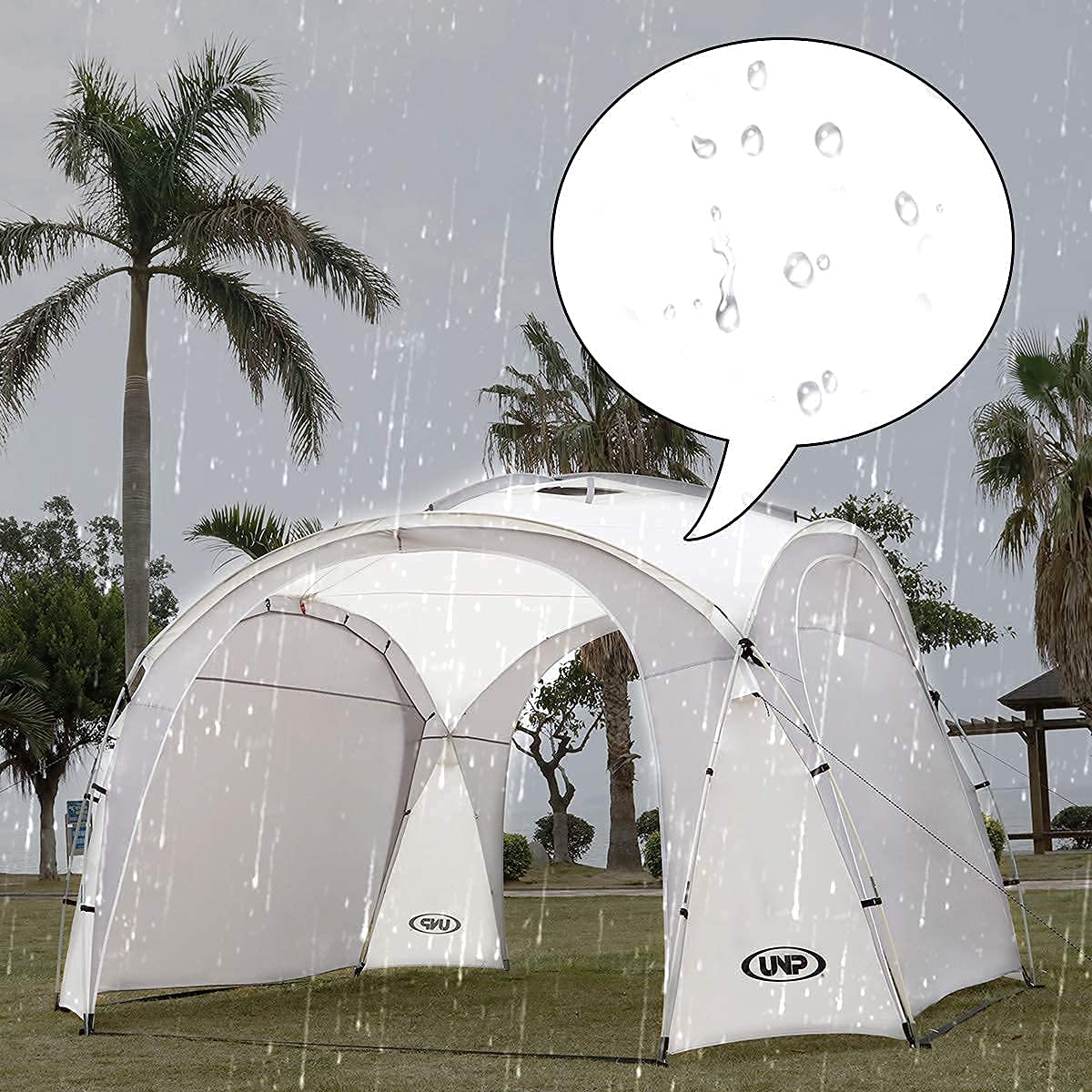 Unp Easy Beach Tent Pop Up Canopy Upf50+ Tent With Side Wall, Ground Pegs, And Stability Poles, Sun Shelter Rainproof, Waterproo