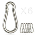Sprookber Stainless Steel Spring Snap Hook Carabiner - 304 Stainless Steel Caribeener Clips, Set Of 6