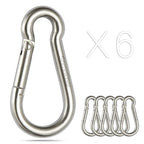 Sprookber Stainless Steel Spring Snap Hook Carabiner - 304 Stainless Steel Caribeener Clips, Set Of 6