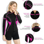 Goldfin Womens Wetsuit Top, 2Mm Neoprene Wetsuit Jacket Ladies Long Sleeve For Water Aerobics Diving Surfing Kayaking, Large