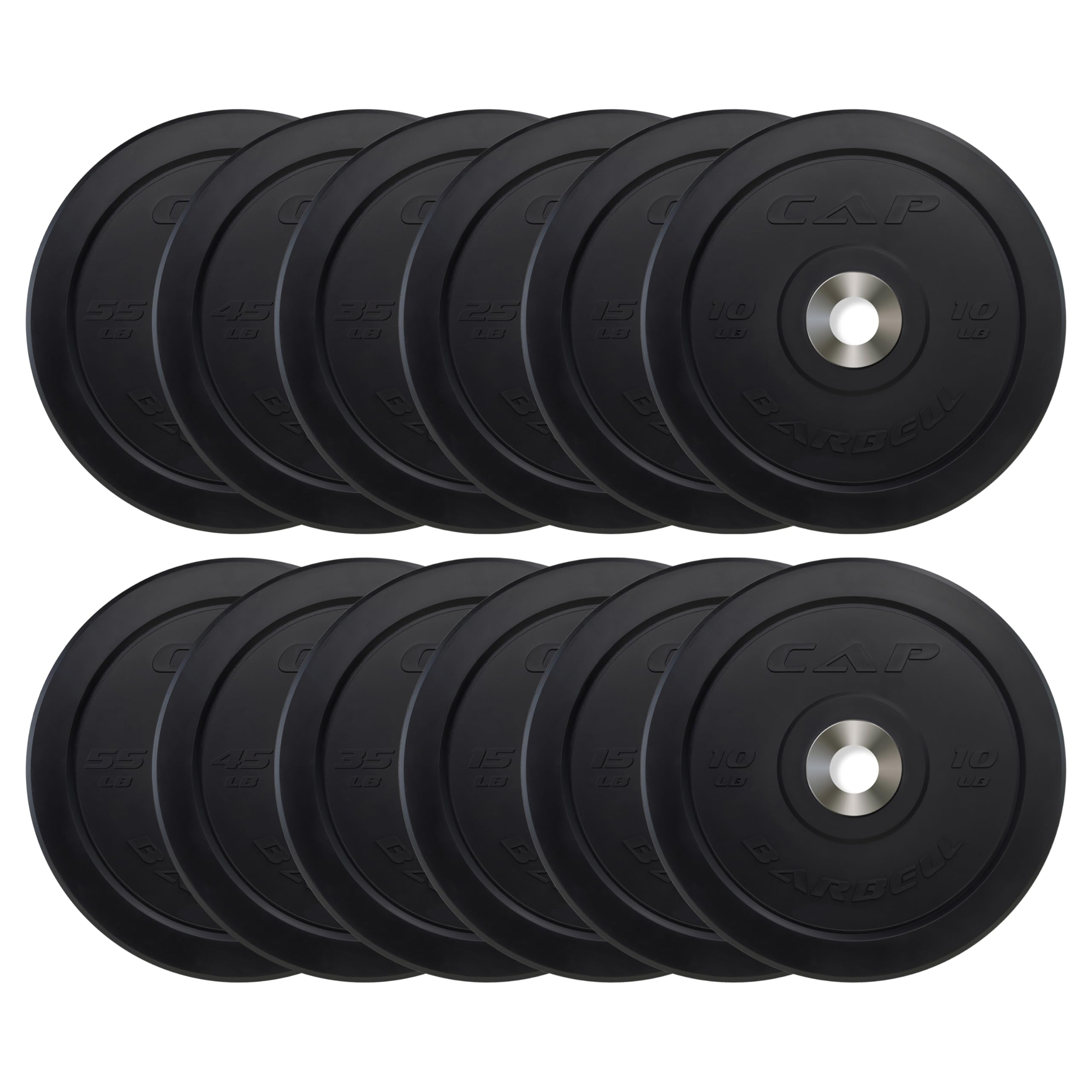 CAP Barbell 370 lb PRO Olympic Bumper Plate Set, Black