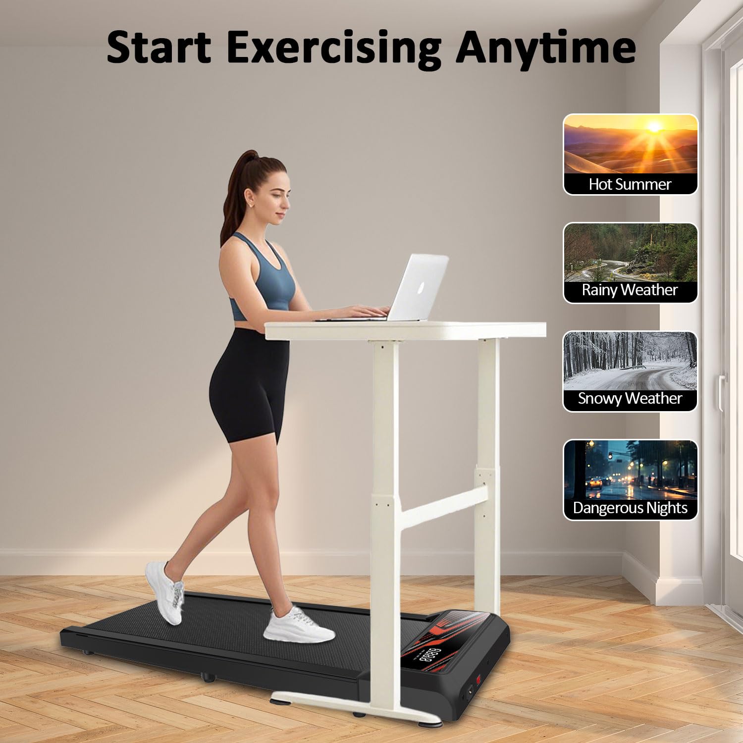 Maicifi Walking Pad Treadmill With Incline - Under Desk Treadmill 2.5Hp Low Noise,Portable Treadmills For Home, 2 In 1 Folding,