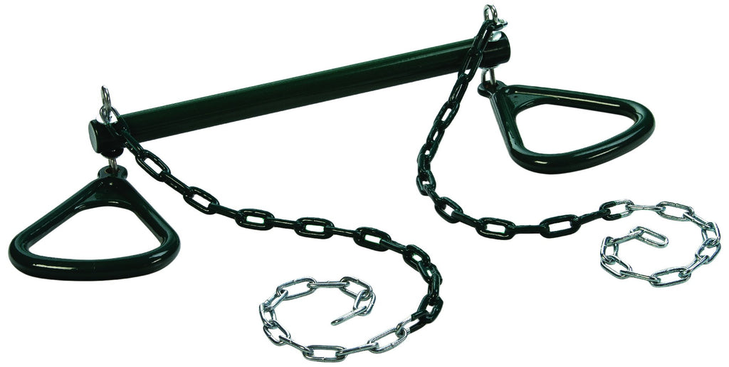 Ultimate Trapeze Bar With Rings | Green | Compatible With Most Playsets | Easy To Install | 250Lb Capacity | Swing Hangers Not I