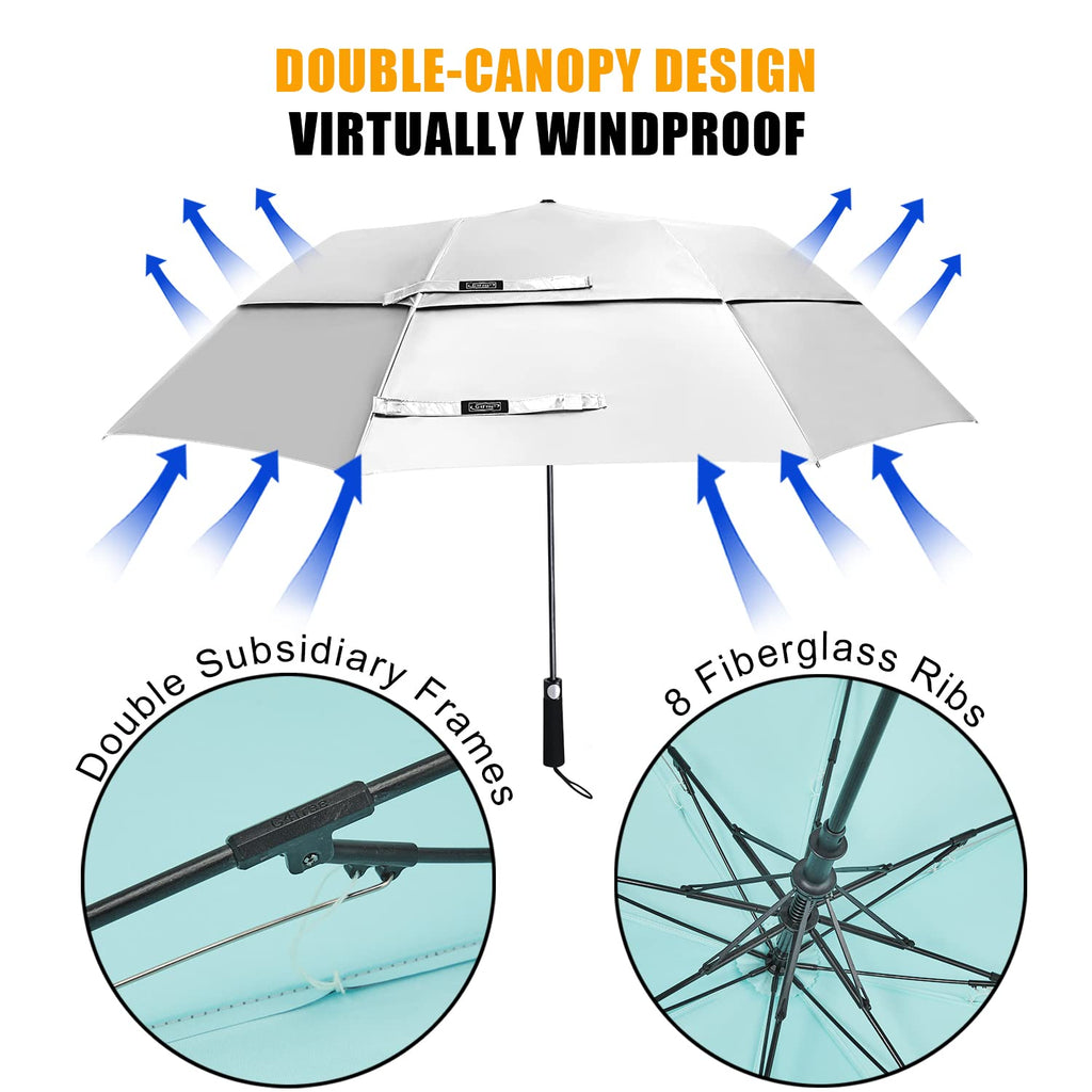 G4Free 62 Inch Portable Uv Protection Large Golf Umbrella Automatic Open Double Canopy Big Sun Umbrella Windproof Oversize Sport