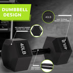 Fitvids Rubber Encased Exercise & Fitness Hex Dumbbell, Hand Weights With Anti-Slip Metal Handle For Home Gym, Multiple Sizes, 4