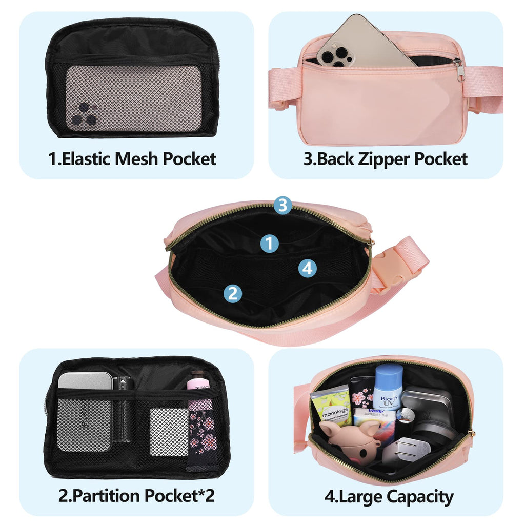 Vorolo Fanny Pack Christmas Gift For Women And Men Crossbody Bag Belt Bag Bum Bag With Adjustable Strap For Sportslight Pink