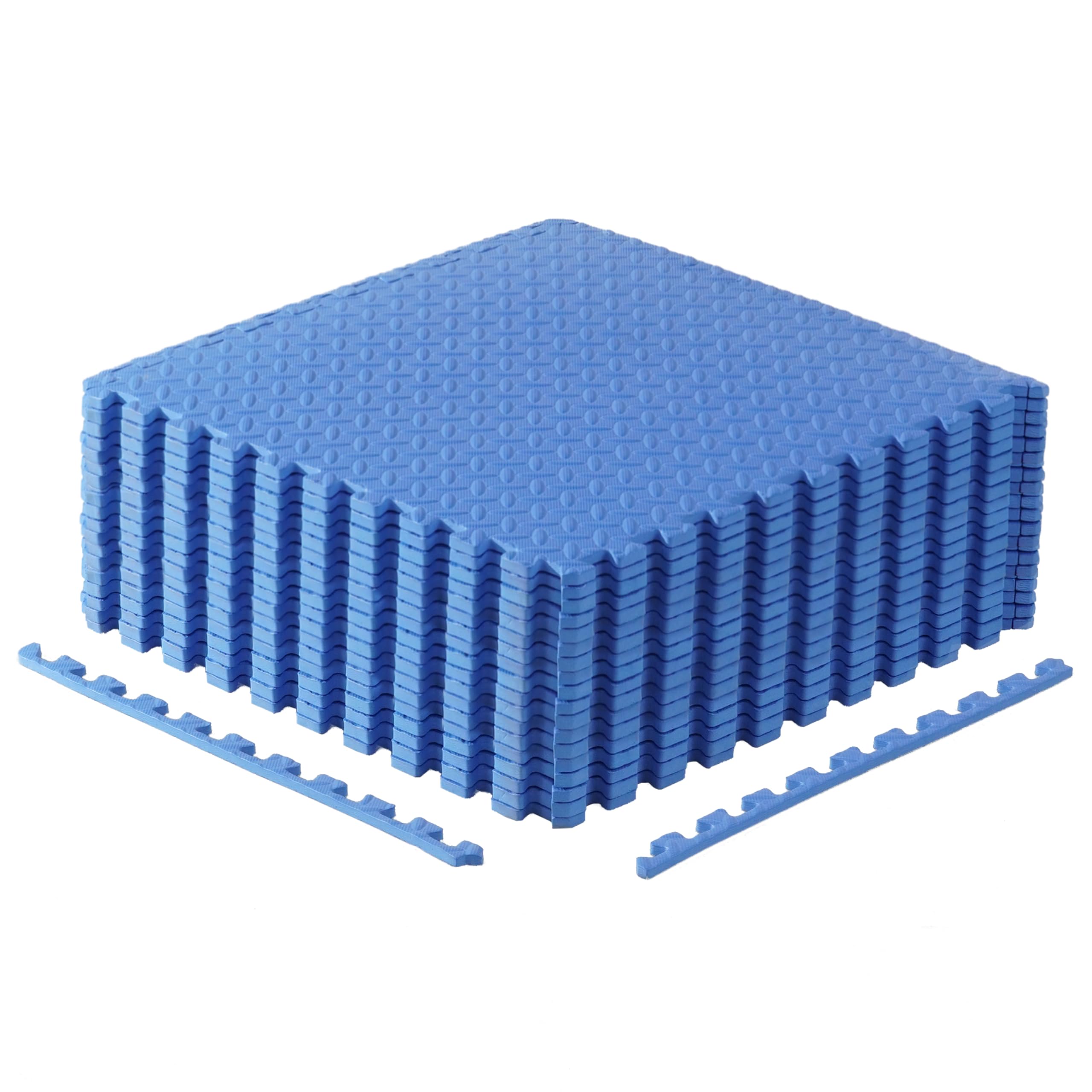 Cap Barbell 1/2-Inch Interlocking Eva Foam Exercise Puzzle Mats - 3 Pack | 24'' X 24'' X 1/2'' | Diamond Pattern - Blue
