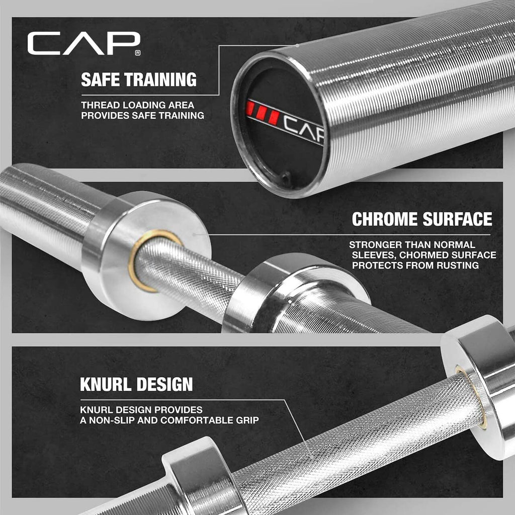 CAP Barbell 2 Solid Olympic Dumbbell Handle, No Collars, Chrome (New Version)