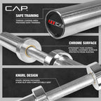 CAP Barbell 2 Solid Olympic Dumbbell Handle, No Collars, Chrome (New Version)