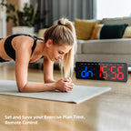 Anexer Gym Timers 16.5 Large Digital Wall Clock For Gym Interval Workout, Remote Control Interval Training Gym Indoor Timer, Blu