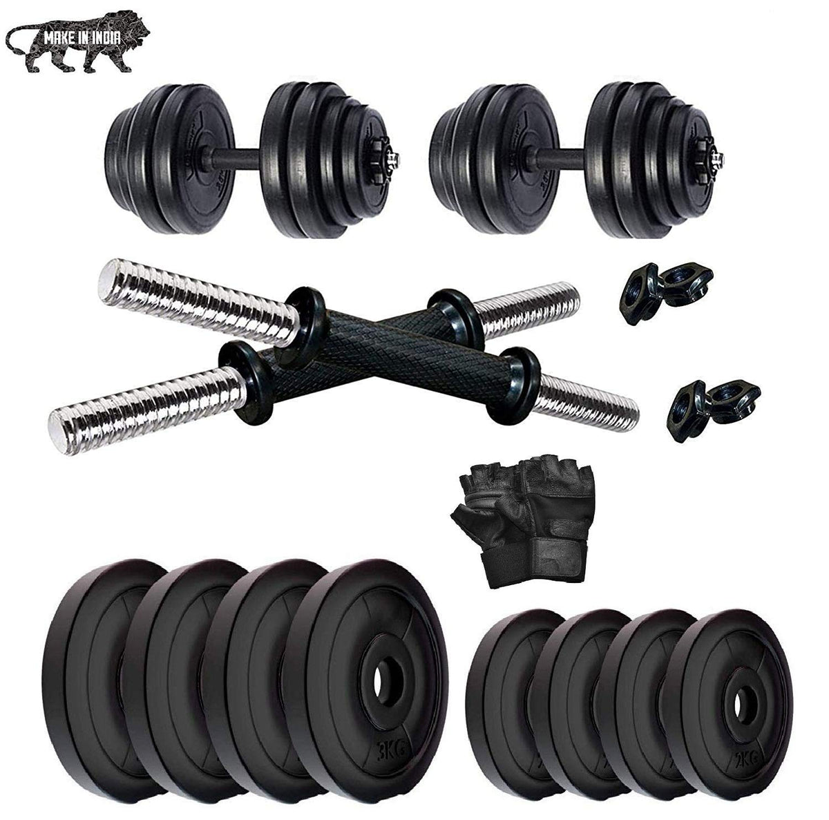 Beacon International Exercise Dumbbell Set 20 Kg With Gym Glove