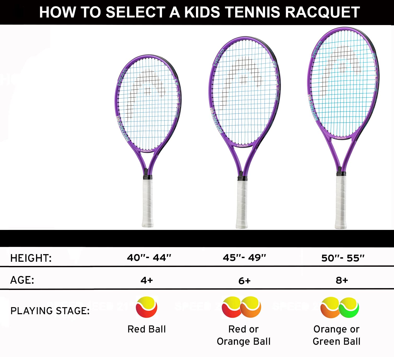 Head Instinct Kids Tennis Racquet Beginners Pre-Strung Light Balance Jr Racket - 21, Purple