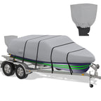 K-Musculo Heavy Duty 800D Waterproof Boat Cover, Tear & Uv Resistant With Motor Cover, Fits V-Hull, Tri-Hull, Runabout (Width 10