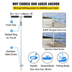 Vevor Sand Anchor, 36'' Length Auger To The Beach And Sandbar, 316 Stainless Steel Screw Anchor W/Removable Handle, Bungee Line