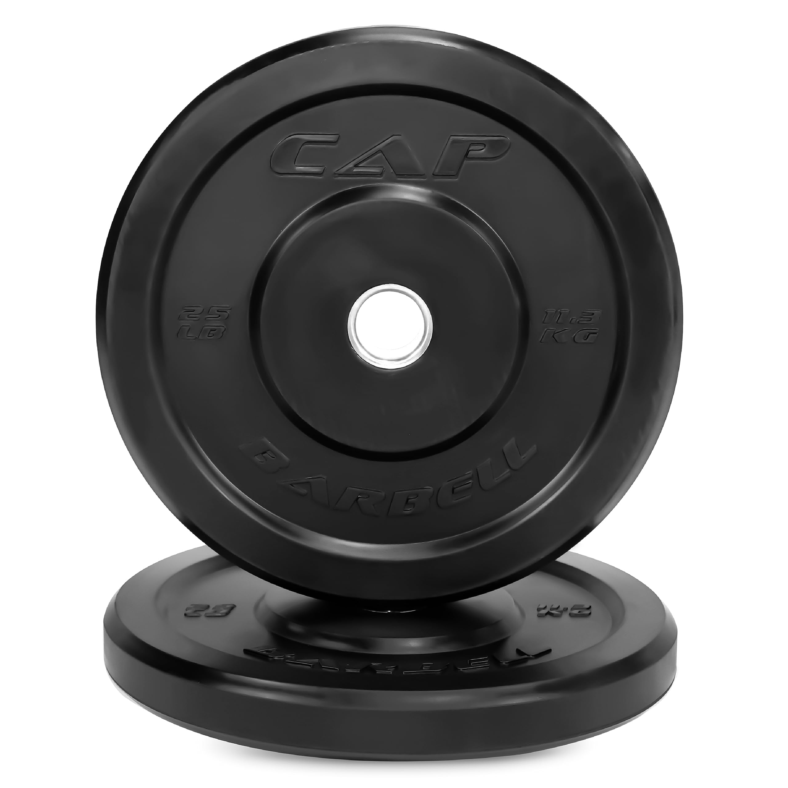 Cap Barbell Better Olympic Bumper Plate Set, Black, 25 Lb Pair