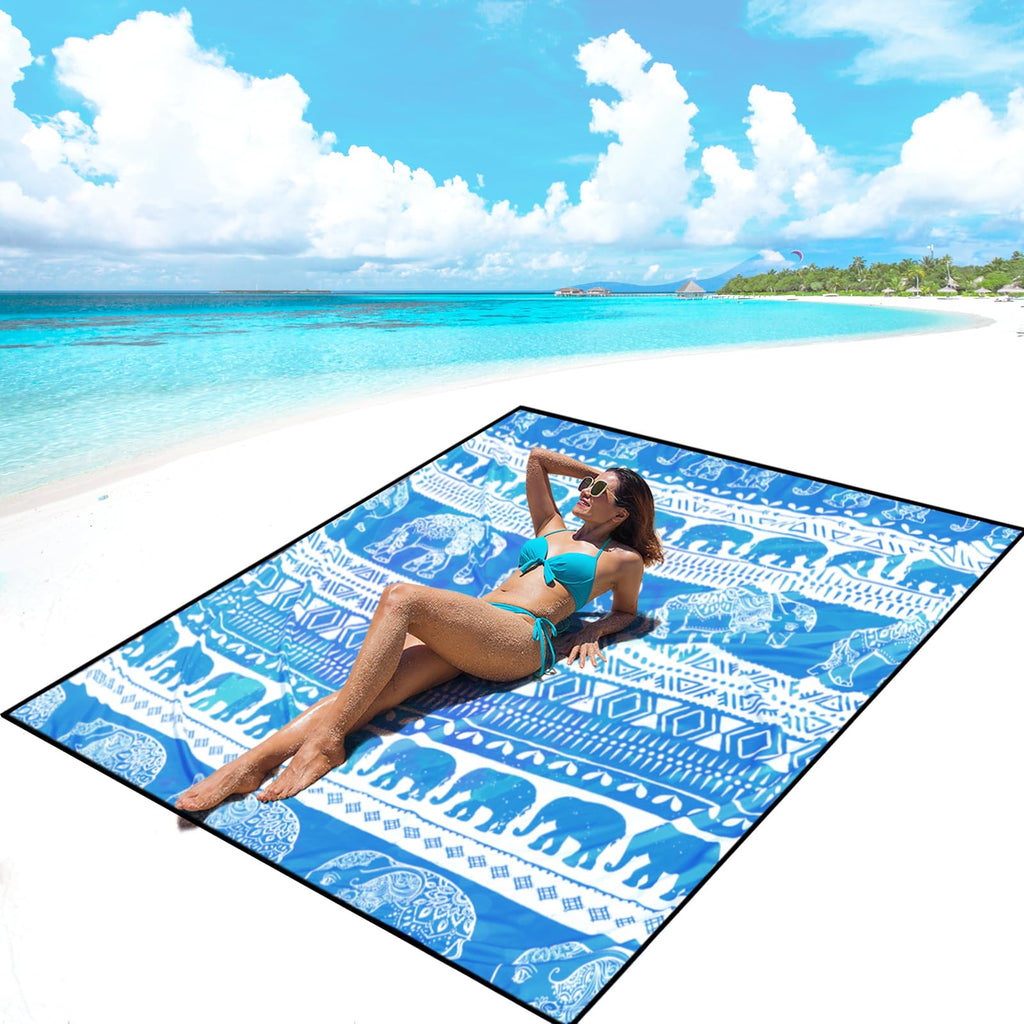 Aisparky Beach Blanket Waterproof Sandproof, Oversized Large Beach Mat 79 X 83/120X108 For 1-8 Adults, Quick Drying&Compact&Ligh