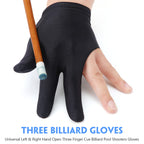 Neer Breathable Billiards Pool 3 Fingers Cue Gloves Nylon Table Pool Left Right Hand Universal Shooter Cue Sports Gloves For Wom