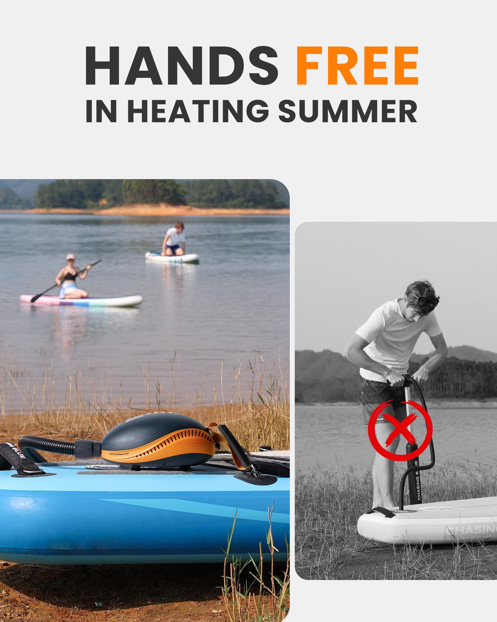 Outdoormaster 20Psi High Pressure Paddle Board Pump Electric Dolphin Ii -Quick Portable Sup Air Pump,Auto-Off &12V Dc Car Connec
