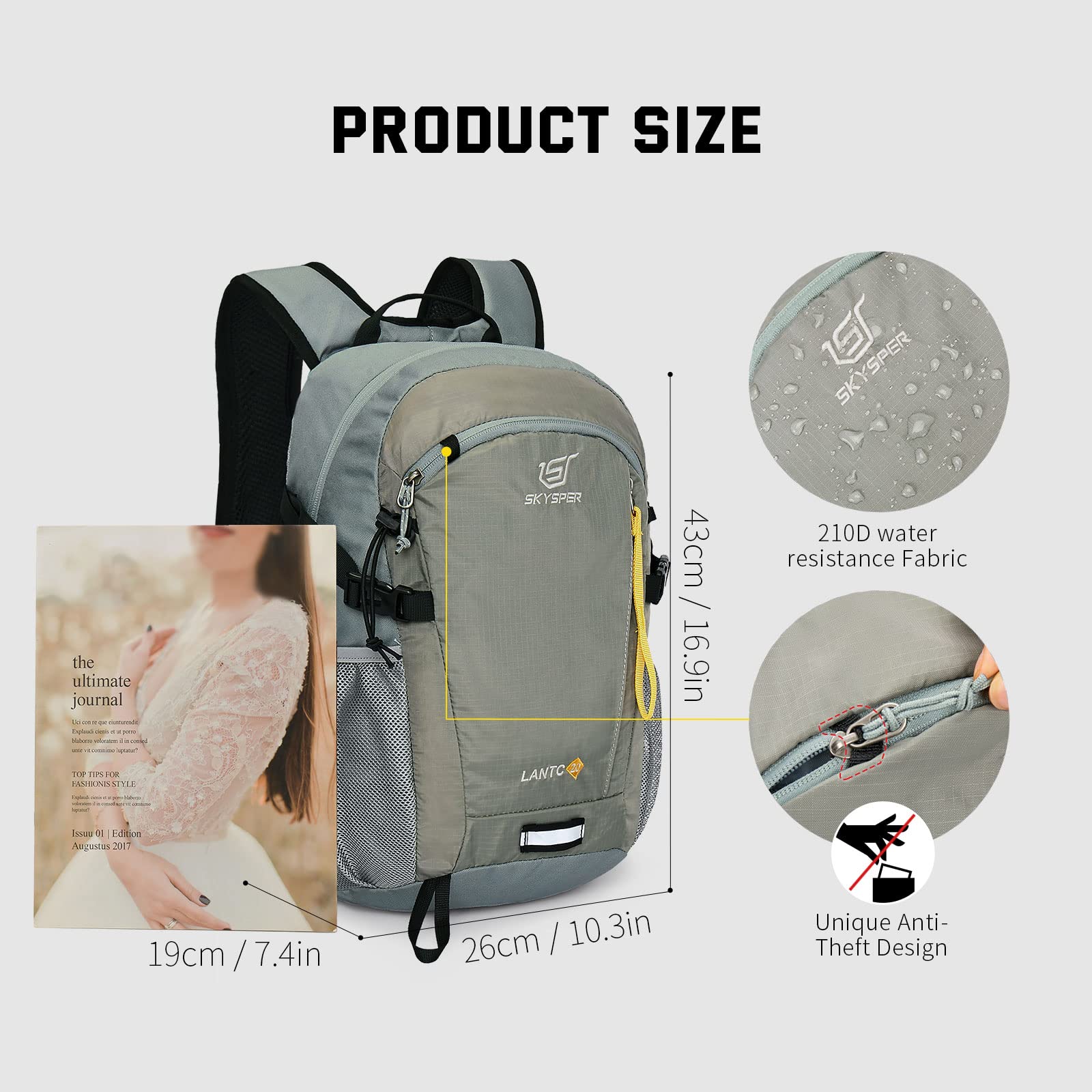 Skysper Small Hiking Backpack, 20L Lightweight Travel Backpacks Hiking Daypack For Women Men(Celadongreen)