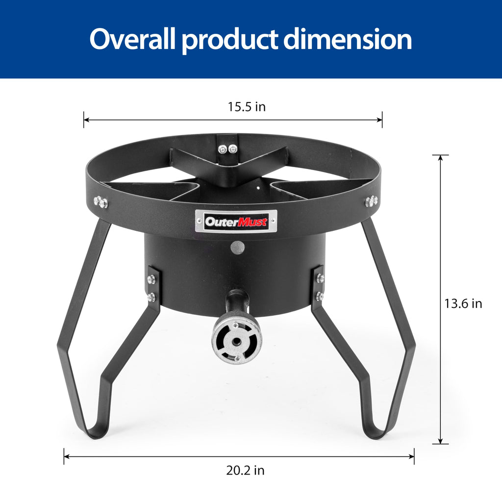 OuterMust Gas Stove Propane Burner with Regulator and Cast Iron Braided Holes (single) for Outdoor Cooking, Camping and Seafood