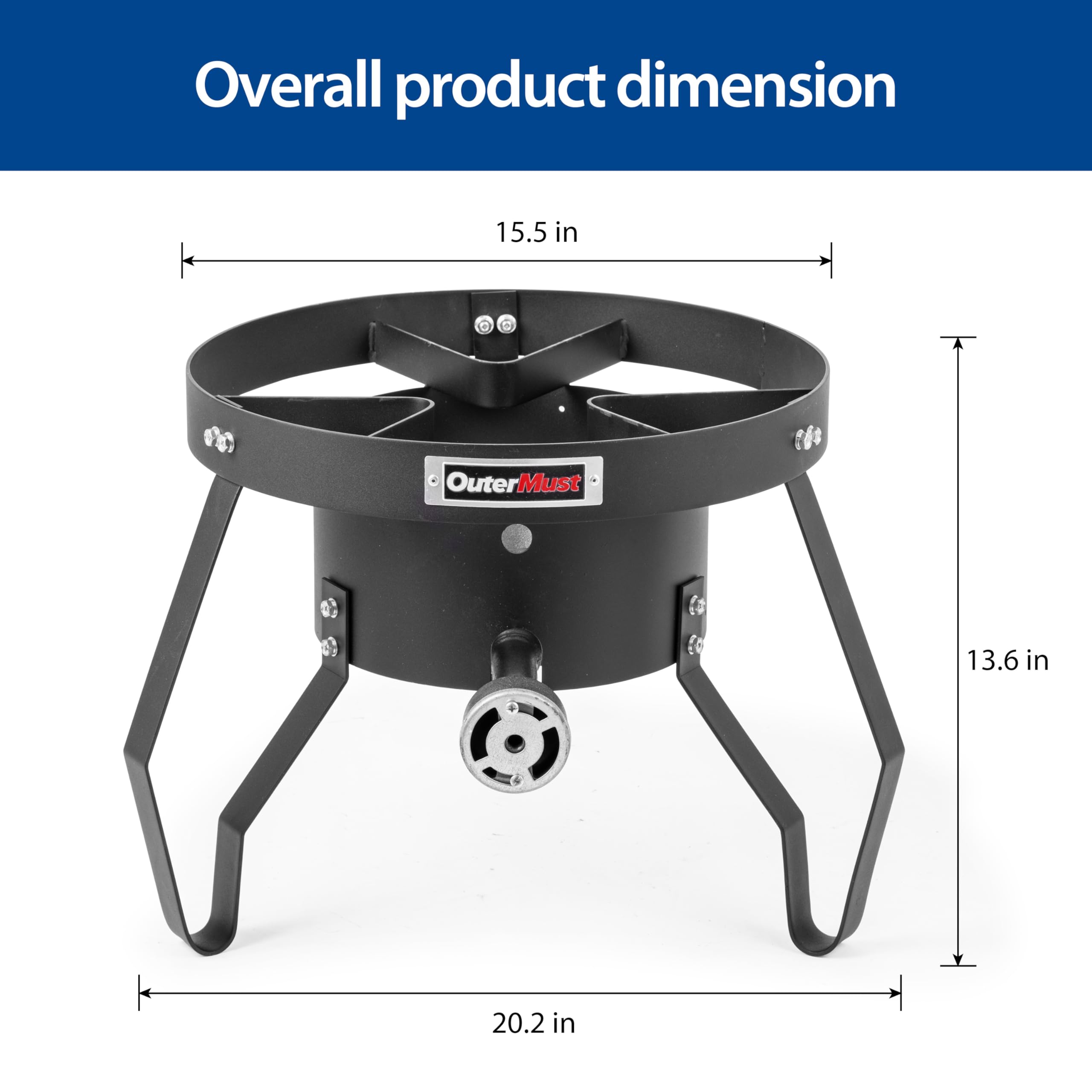 OuterMust Gas Stove Propane Burner with Regulator and Cast Iron Braided Holes (single) for Outdoor Cooking, Camping and Seafood