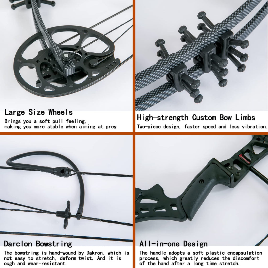 Wuxlisty Youth Compound Bow Set 15-45 Lbs For Teens And Beginner, Package With Archery Hunting Equipment, Max Speed 320Fps, Adju