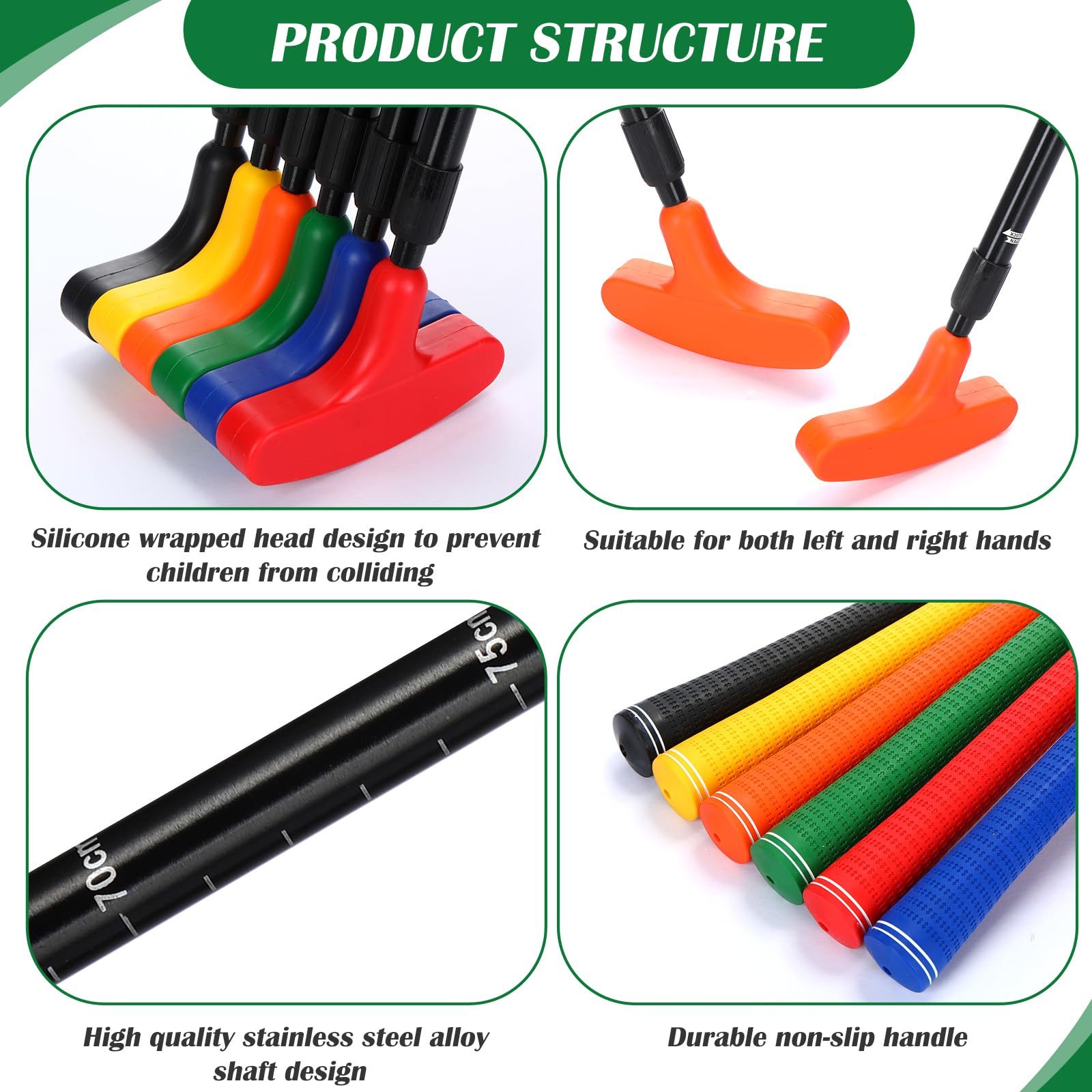 Liliful 12 Pack Golf Putters For Kids Two Way Mini Golf Putter With 12 Golf Balls Bulk Putter For Right Or Left Handed Golfers A