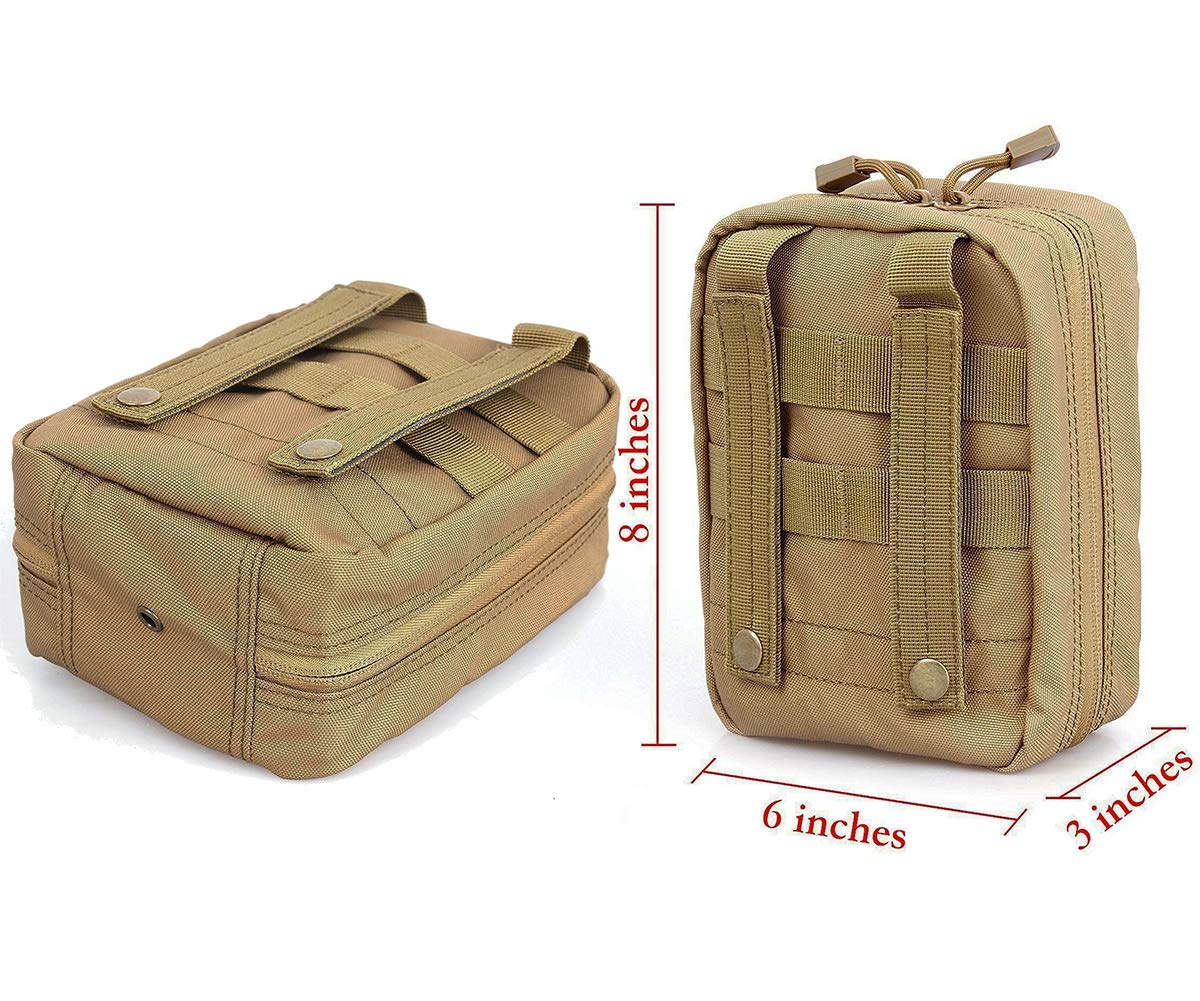Carlebben Emt Pouch Molle Ifak Pouch Tactical Molle Medical First Aid Kit Utility Pouch (With Medical Supplies Tan)