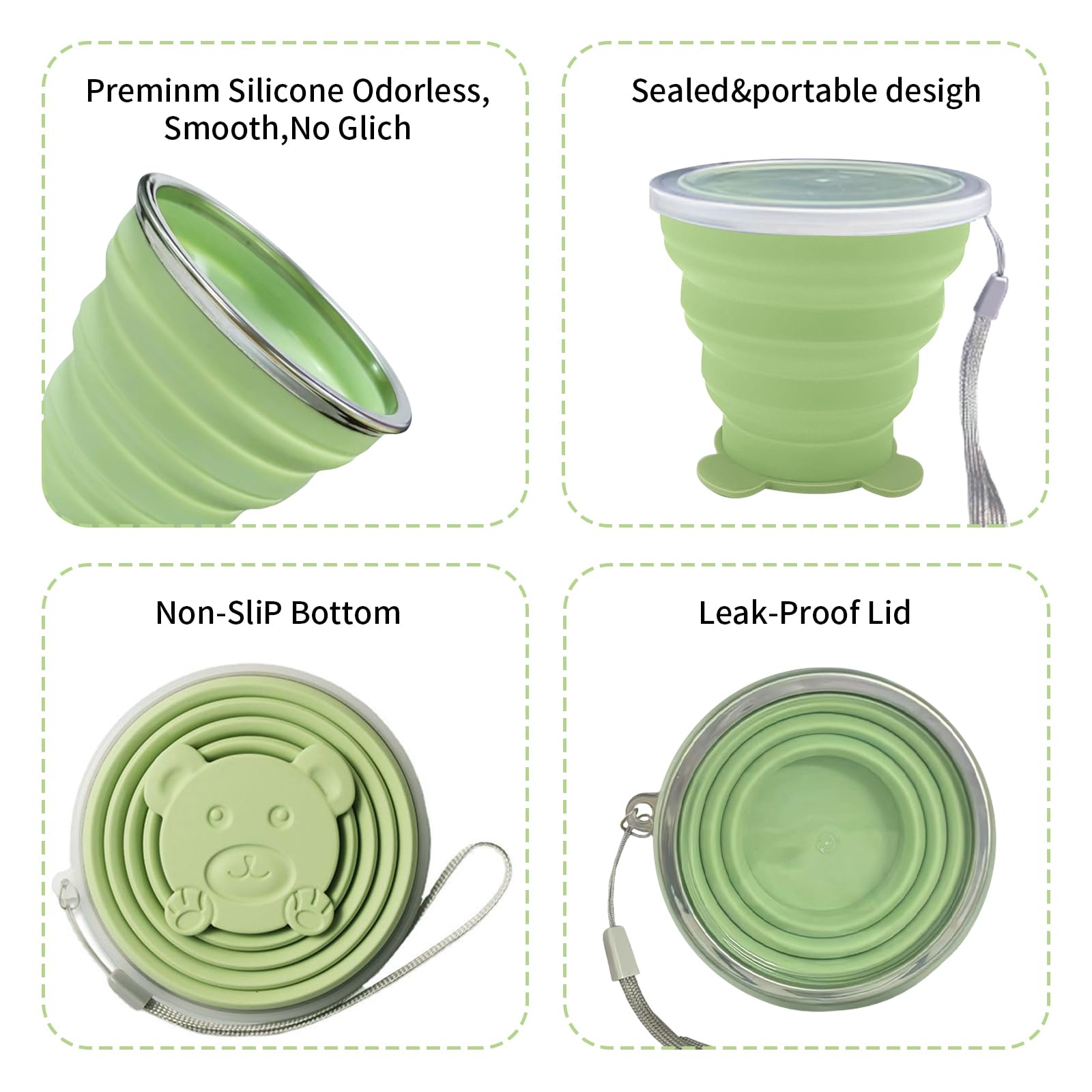 2 Pcs Collapsible Cups, Silicone Collapsible Travel Cup, Expandable Folding Camping Drinkingcup With Lids Reusable Small Portabl