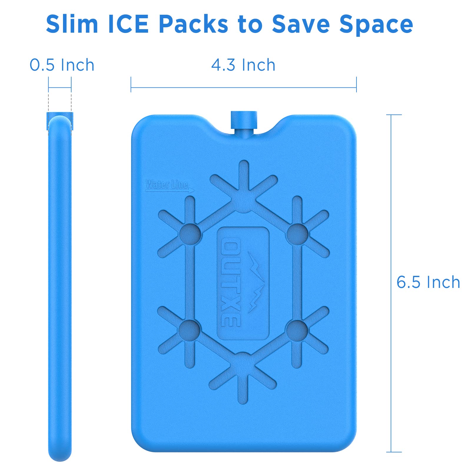 Outxe Ice Packs For Lunch Box 4 -Pack Reusable Ultra-Thin Freezer Packs Long-Lasting Cool Packs For Coolers, Keep Food Fresh And