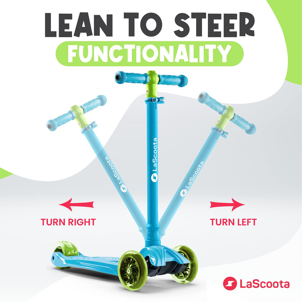 Lascoota 2-in-1 Kids Scooter - Seated-to-Stand Kids Scooter with Removable Seat - Adjustable Handlebar Height & Lean-to-Steer Ba