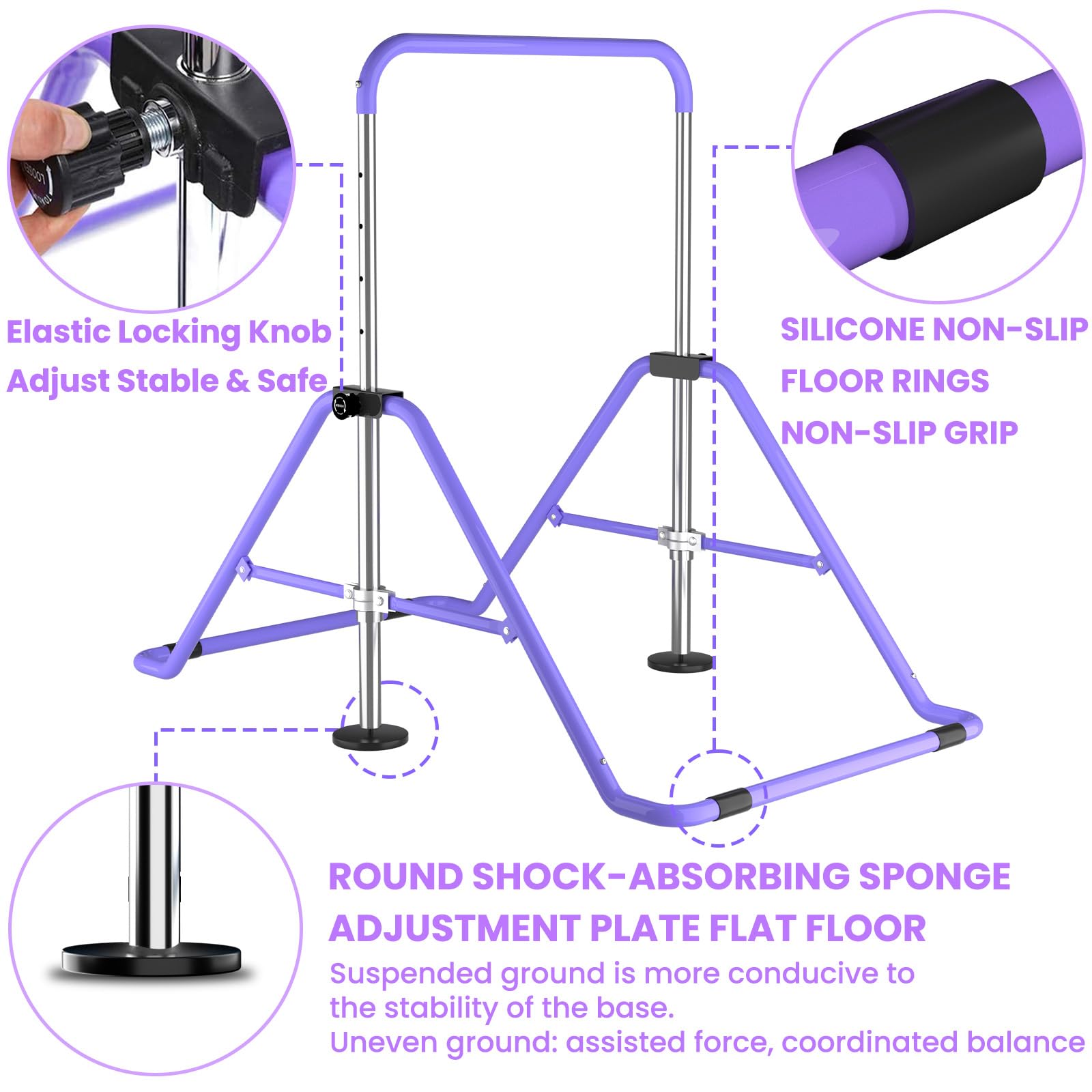 Watbkhe Kids Gymnastics Bar Gymnastic Equipment For Home Adjustable Height Gymnastic Training Bar Gymnastic Stuff For 3-7 Years