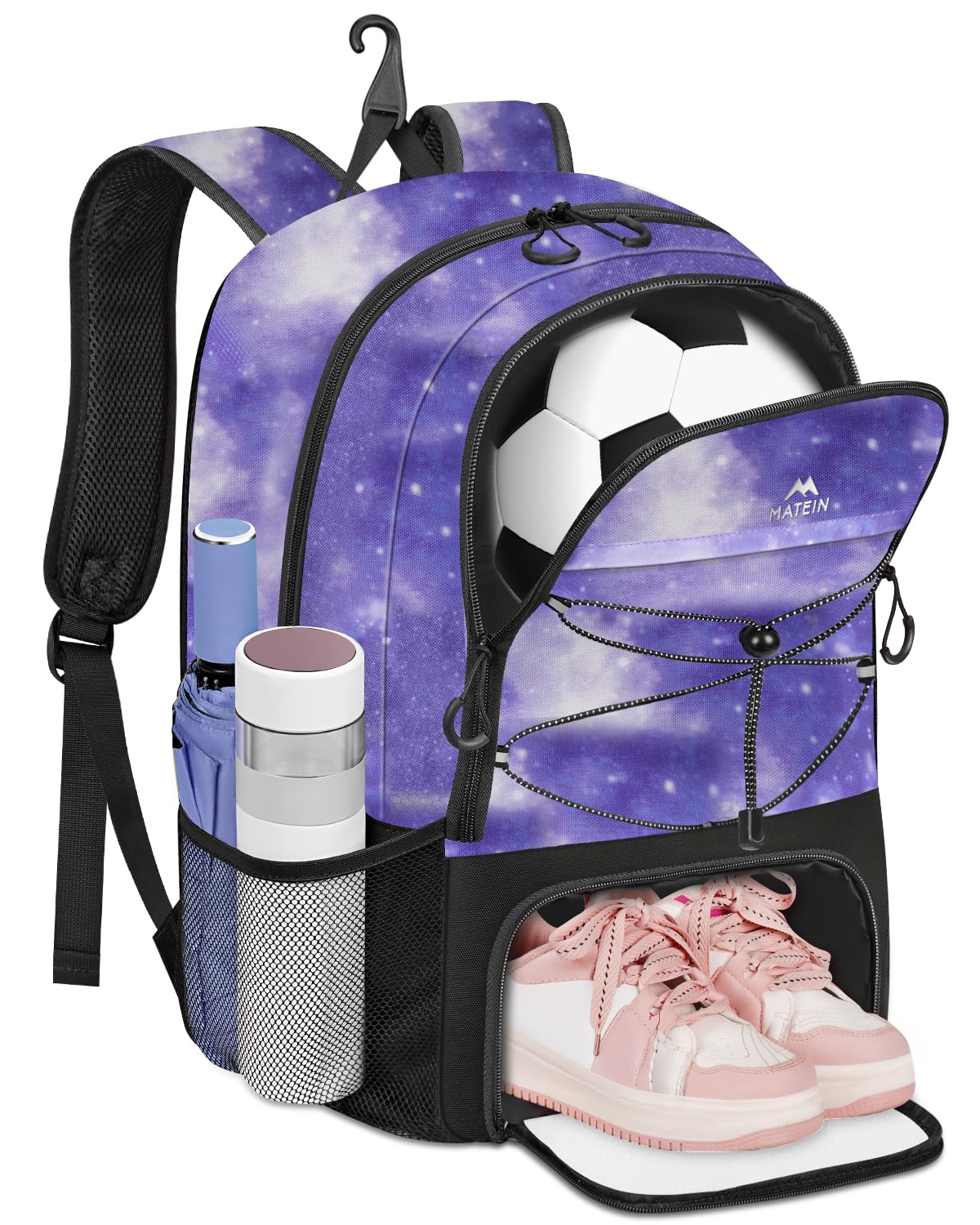 MATEIN Soccer Tournament Backpack, Lightweight Basketball Backpack with Ball & Shoes Compartment, 15.6 Inch Water Resistant Spor