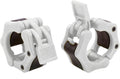 Hacuba Fitness Olympic Barbell Clamps Collars Quick Release Pair Weight Clips For 2 Inch Barbell White