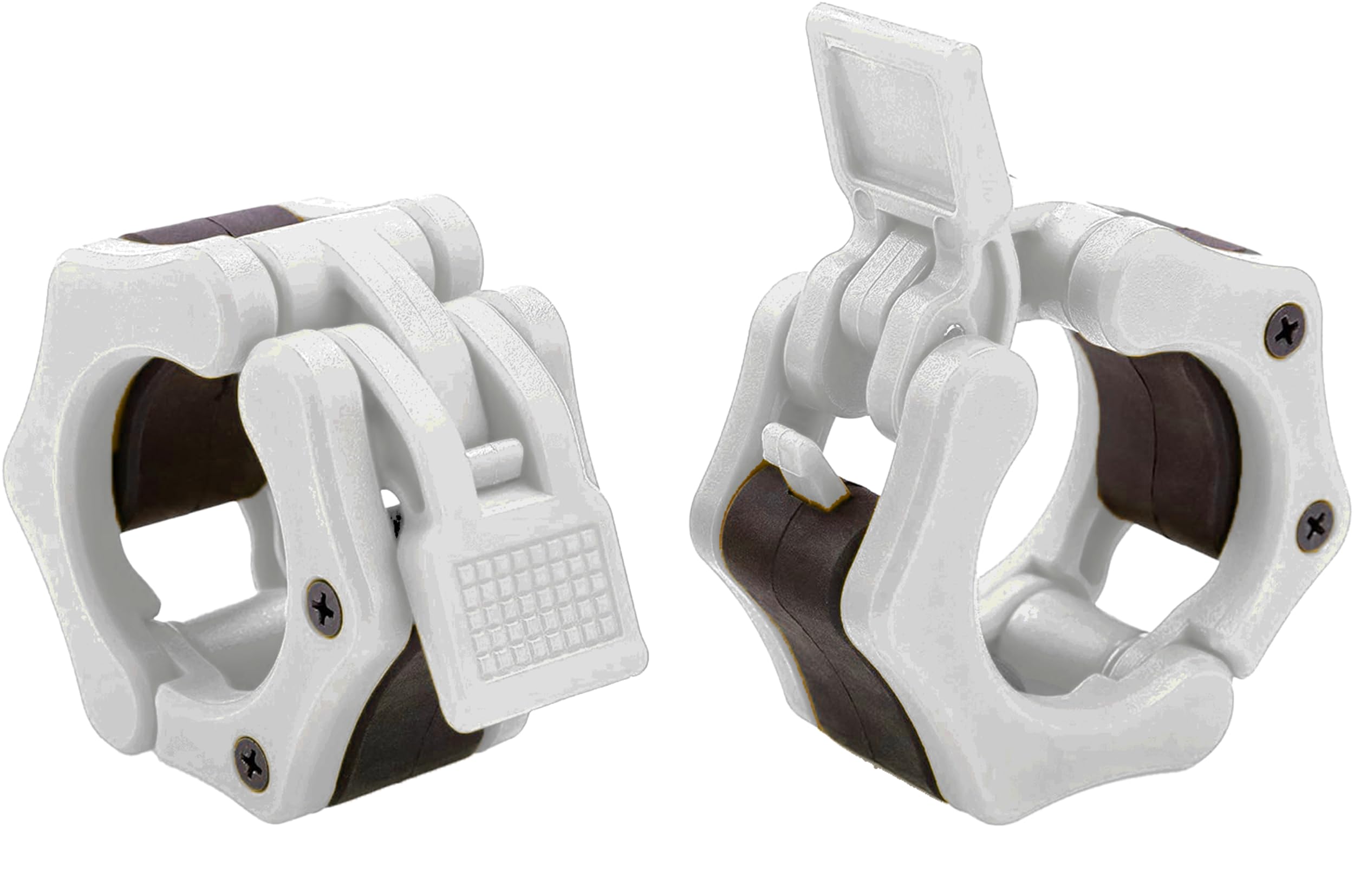 Hacuba Fitness Olympic Barbell Clamps Collars Quick Release Pair Weight Clips For 2 Inch Barbell White