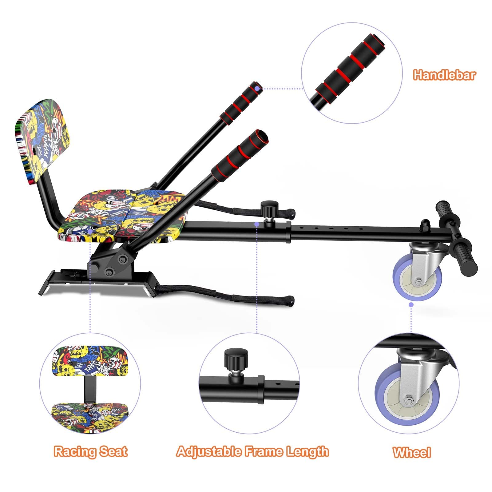 Uni-Sun Self Balancing Scooter Seat Attachment, Adjustable Kart Accessories, Self Balancing Scooter Go Kart Attachments, Compati