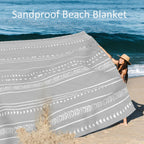 78''  86'' Large Beach Blanket For 4 Adults, Outdoor Beach Mat Sand Proof Waterproof With 4 Stakes & 4 Corner Pockets, Polyester