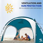 Unicamper Beach Tent 12 X 12Ft Large Upf50+ Pop Up Canopy With 2-Pcs Side Wall, Sun Shelter Rainproof, Waterproof For Camping Tr