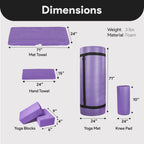 Balancefrom Goyoga 7-Piece Set - Include Yoga Mat With Carrying Strap, 2 Yoga Blocks, Hand Towel And Knee Pad (Purple, 1/2''-Thi