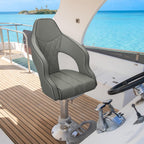 ERGOSEAT Deluxe Pro High Back Boat Seat Pontoon Captains Bucket Seat Boat Seat with Armrests (Light Gray/Light Gray/Charcoal)