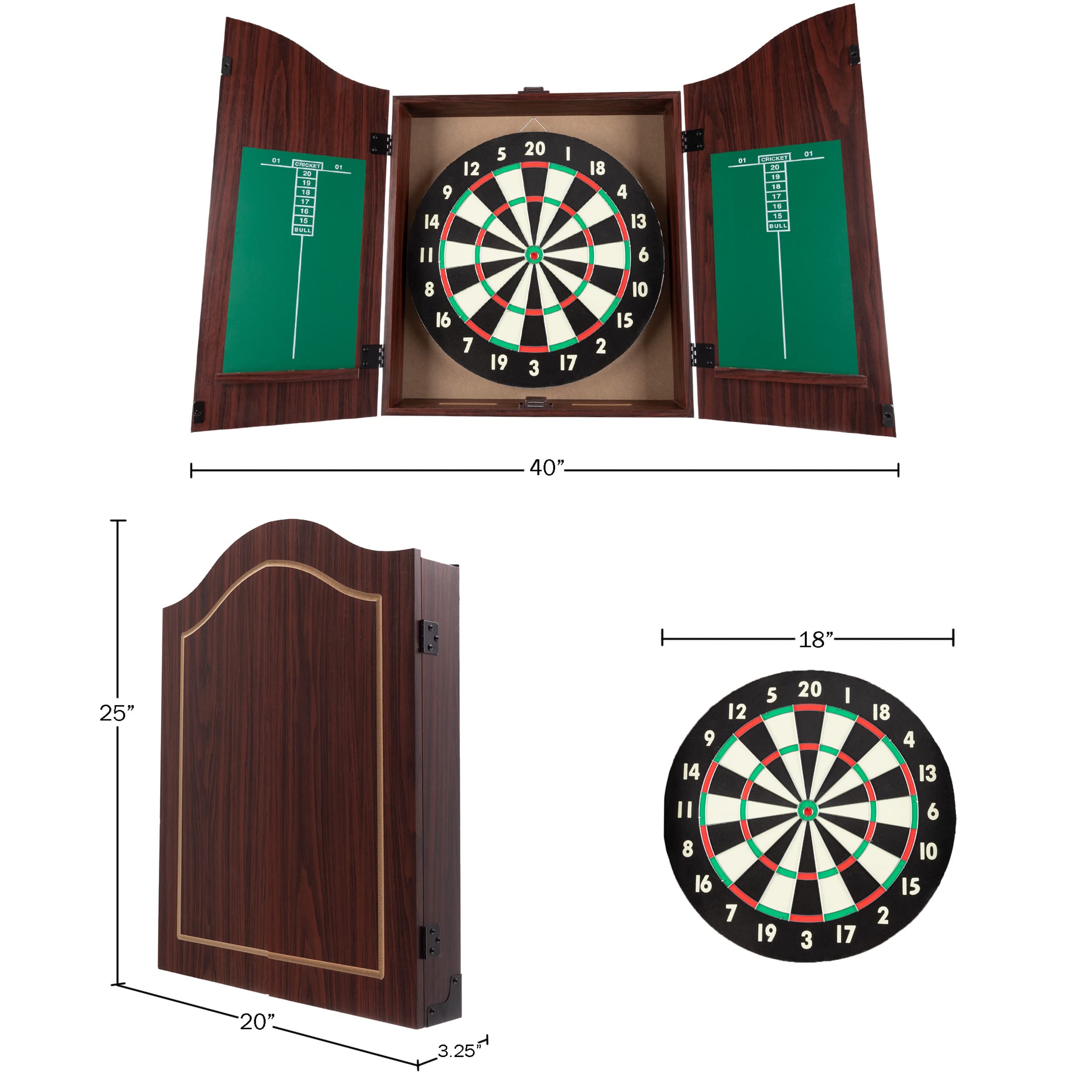 Tg Dartboard Cabinet Set With Realistic Walnut Finish, Brown, (15-Dg910)