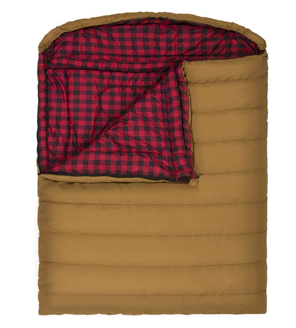 Teton Sports Canvas Mammoth Queen-Size Double Sleeping Bag; Warm And Comfortable For Family Camping , Brown Canvas, 94'' X 62''