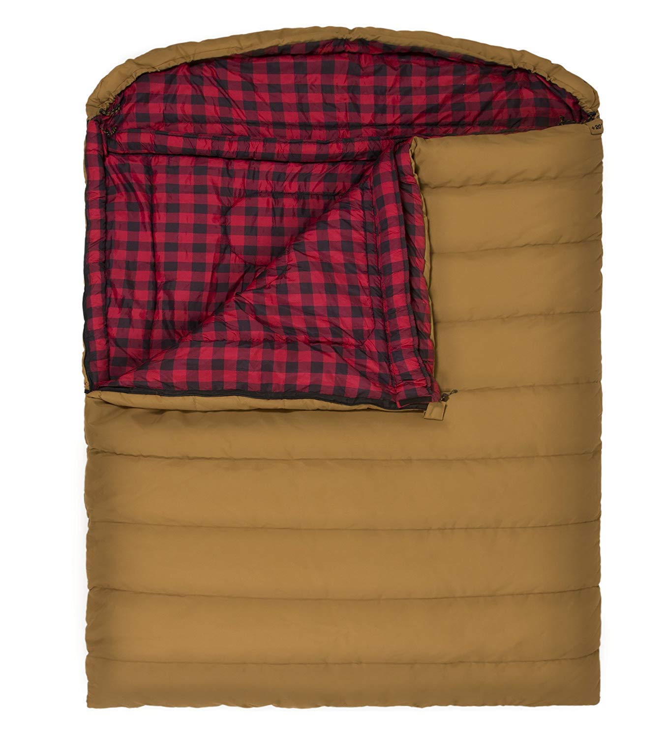 Teton Sports Canvas Mammoth Queen-Size Double Sleeping Bag; Warm And Comfortable For Family Camping , Brown Canvas, 94'' X 62''