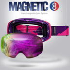 Outdoormaster Ski Goggles Pro - Frameless, Interchangeable Lens 100% Uv400 Protection Snow Goggles For Men & Women (Pink-Purple