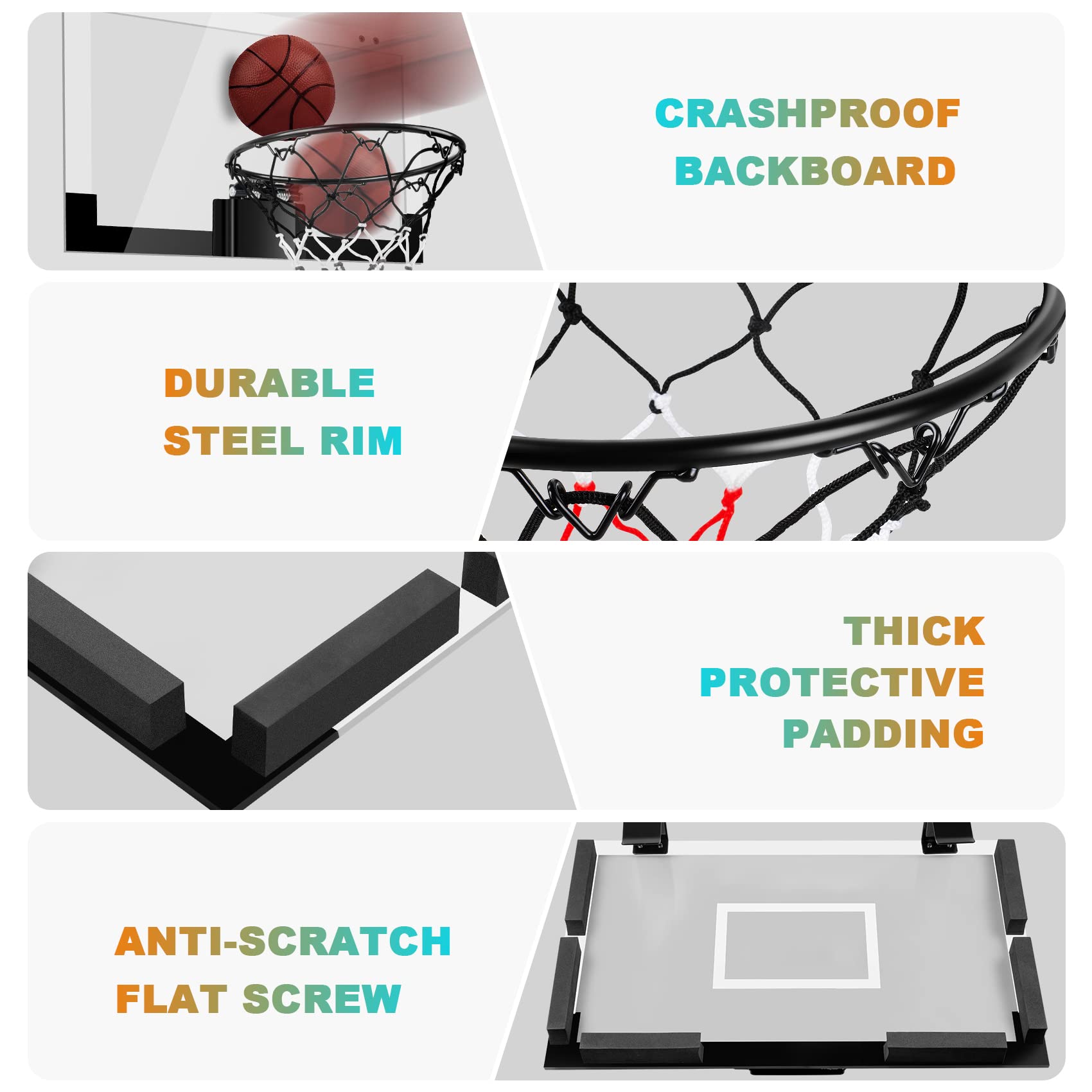 Treywell Indoor Basketball Hoop Sports Fan Backboards For Kids And Adults Door Room Basketball Hoop Mini Hoop With 3 Balls Baske